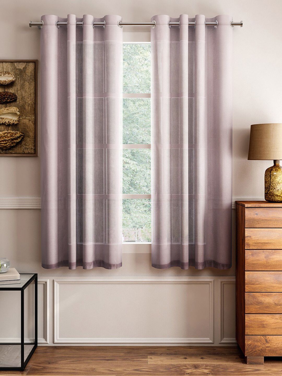 Lushomes Brown Sheer Window Curtain Price in India