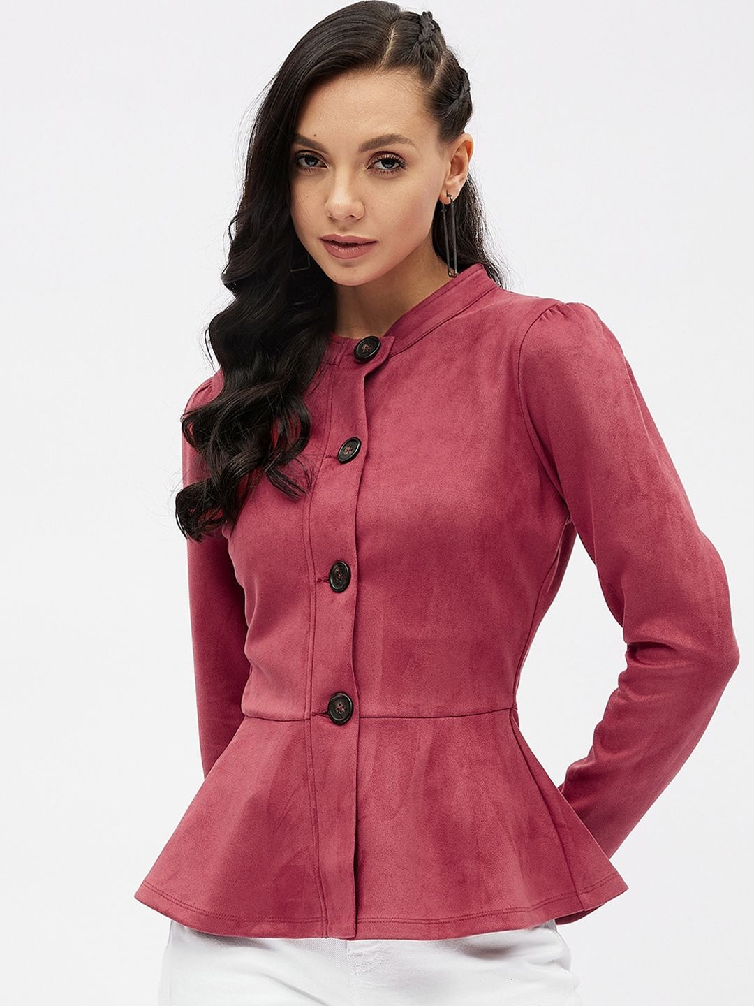 Harpa Women Red Suede Tailored Jacket Price in India