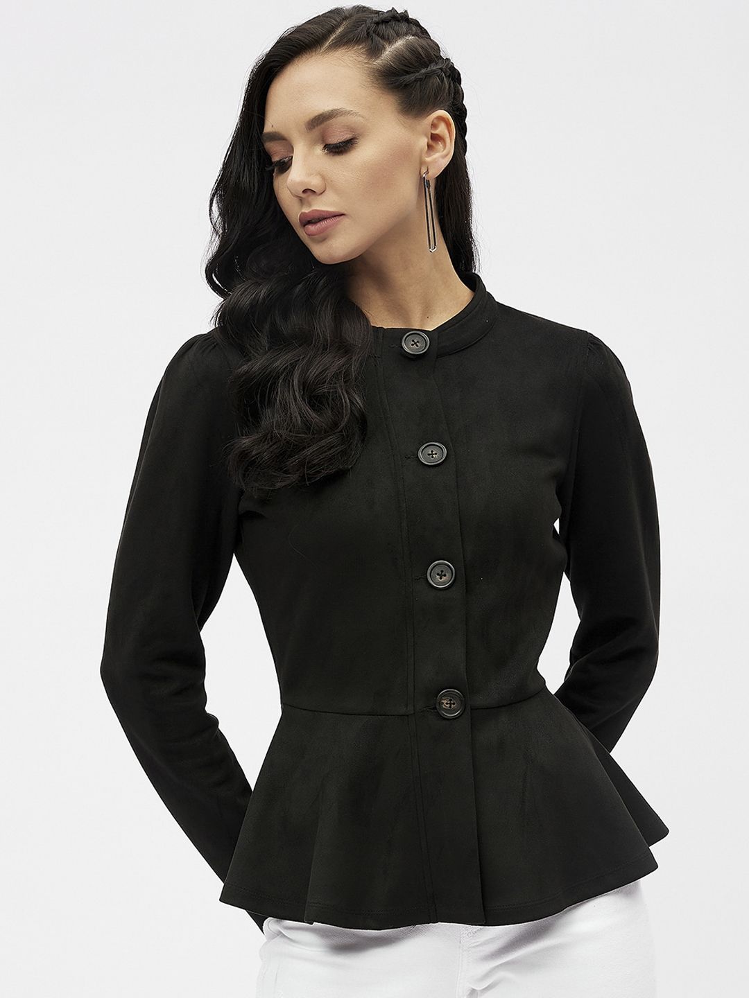 Harpa Women Black Solid Tailored Jacket Price in India