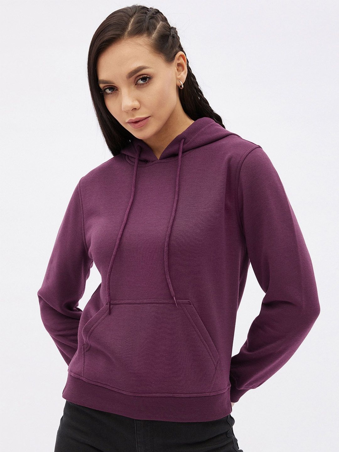 Harpa Women Burgundy Hooded Sweatshirt Price in India