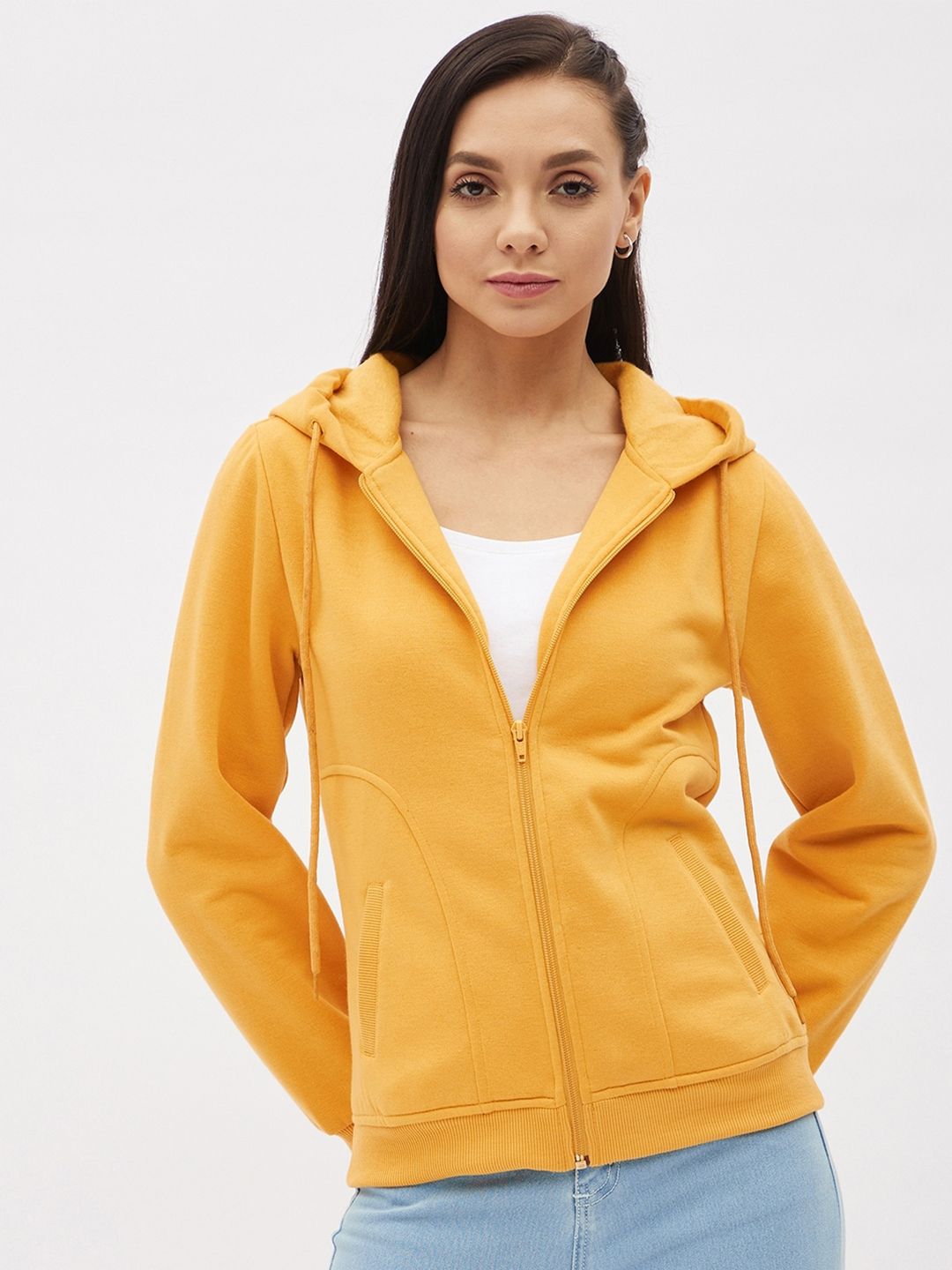 Harpa Women Mustard Hooded Sweatshirt Price in India