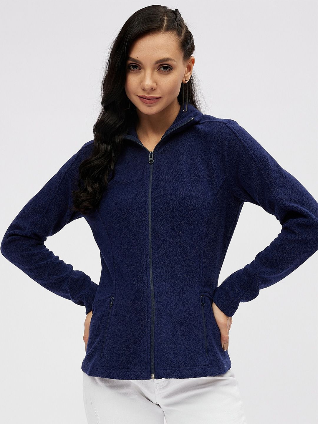 Harpa Women Navy Blue Solid Sweatshirt Price in India