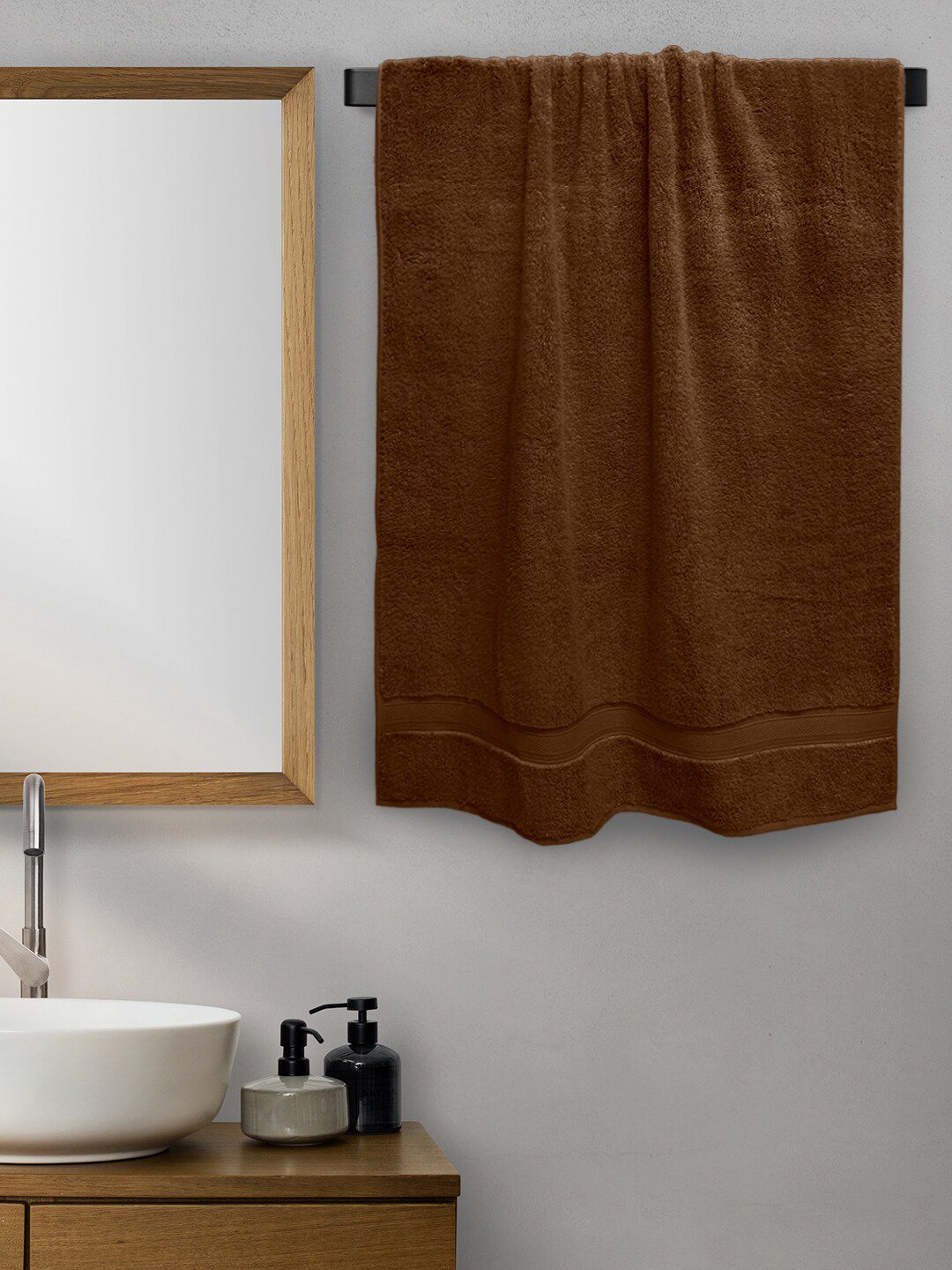 Aura Women Coffee Brown Solid 650 GSM Bath Towel Price in India