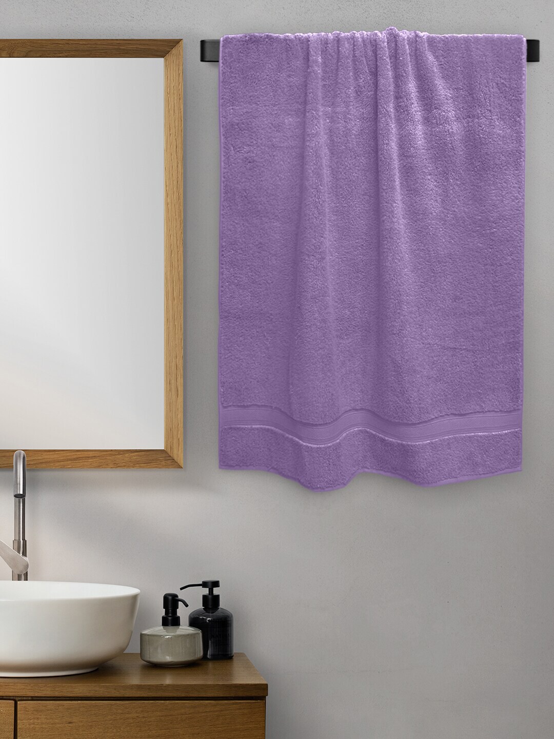 Aura Women Lavender-Coloured Solid Cotton 650 GSM Bath Towel Price in India