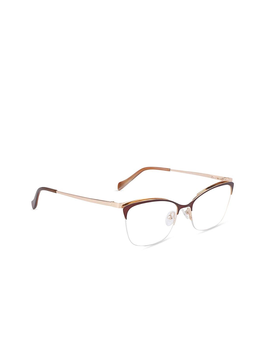 MARC LOUIS Women Brown & Transparent Full Rim Cateye Frames MLGY7060-C2 FR Price in India