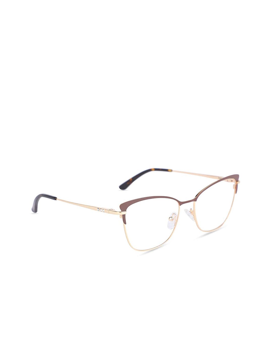 MARC LOUIS Women Gold-Toned & Black Full Rim Cateye Frames - ML3801-C1 FR Price in India