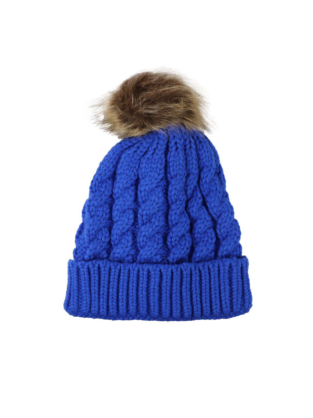 iSWEVEN Unisex Blue & Brown Beanie Price in India