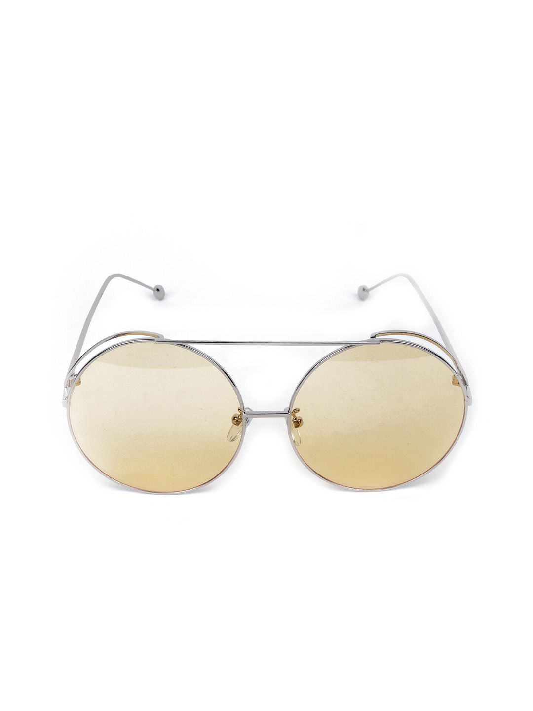 ODETTE Women Yellow Lens & Silver-Toned Round Sunglasses with UV Protected Lens DIW241