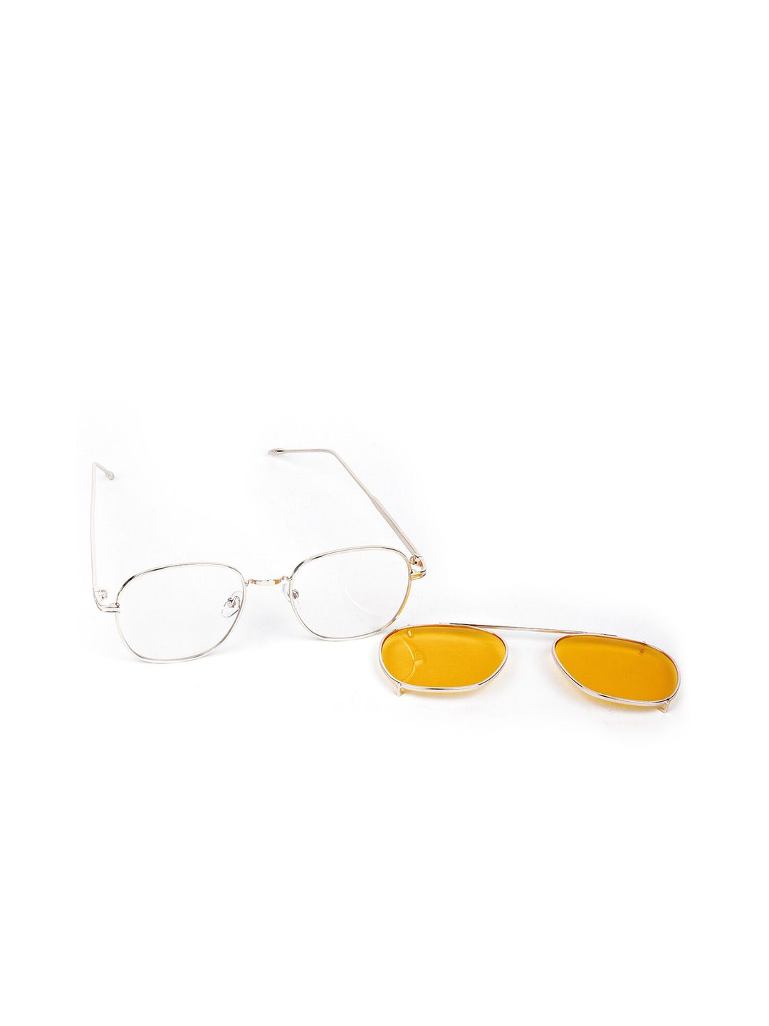 ODETTE Women Yellow Lens & Gold-Toned Square Sunglasses with UV Protected Lens DIW236 Price in India