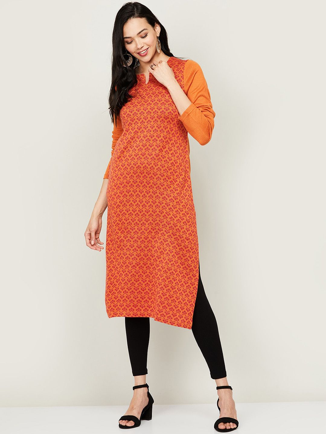 Melange by Lifestyle Women Orange Kurta Price in India