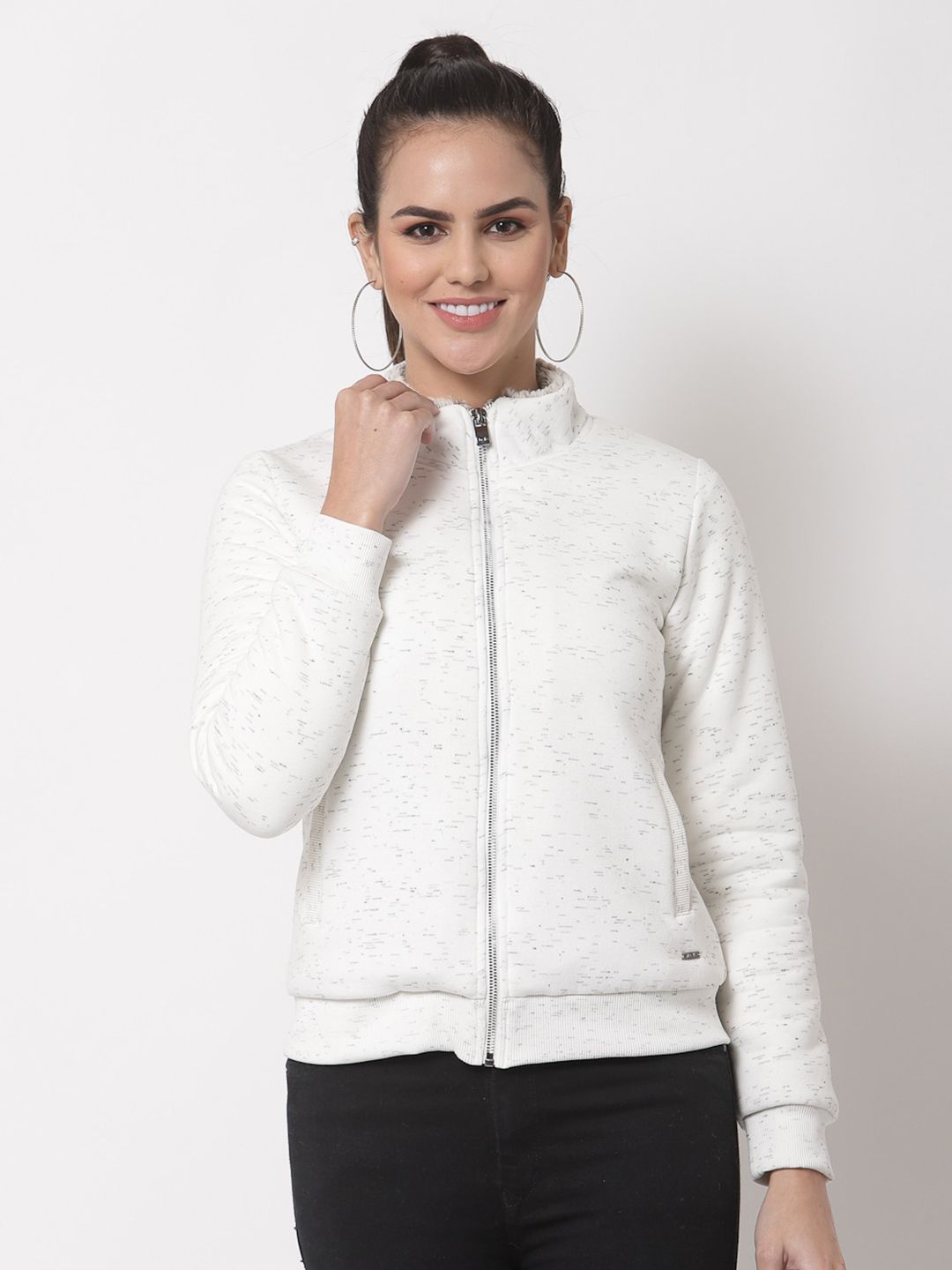 Juelle Women Off White Solid Sweatshirt Price in India