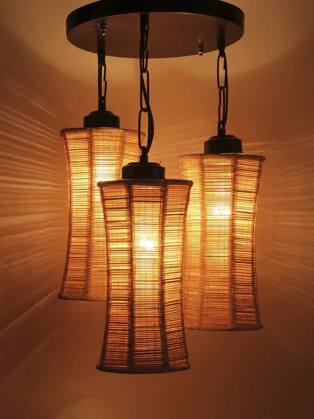 Devansh Beige Bamboo Ceiling Lamp Price in India