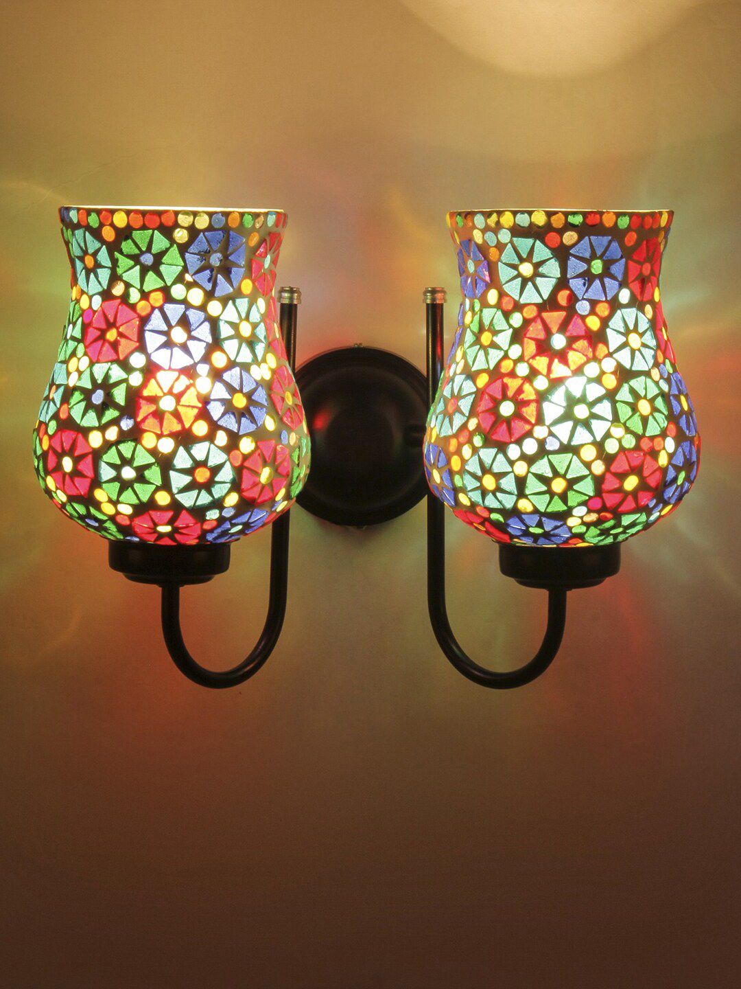 Devansh Multicolored Mosaic Glass Wall Mounted Lamp Price in India