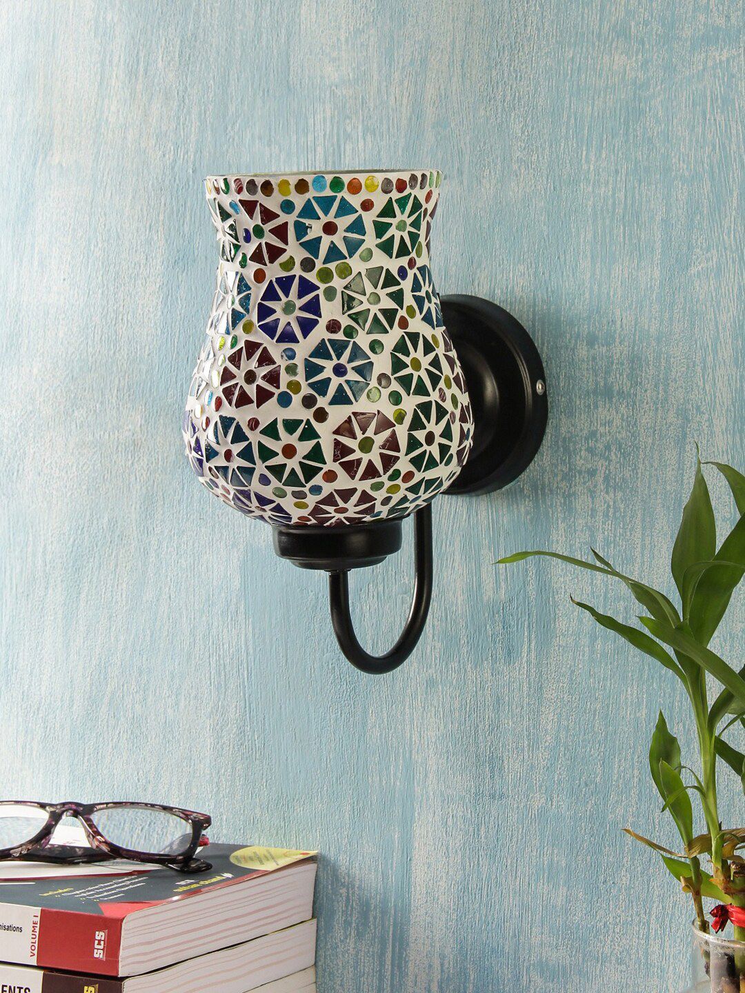 Devansh Multicolor Mosaic Glass Wall Mounted Lamp Price in India