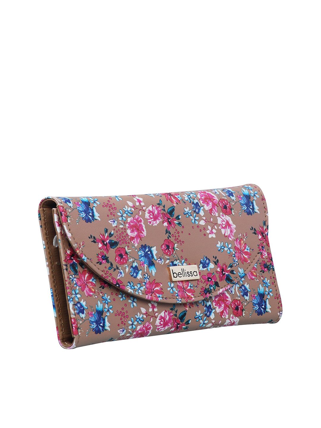 Bellissa Women Beige & Pink Floral Printed PU Three Fold Wallet Price in India