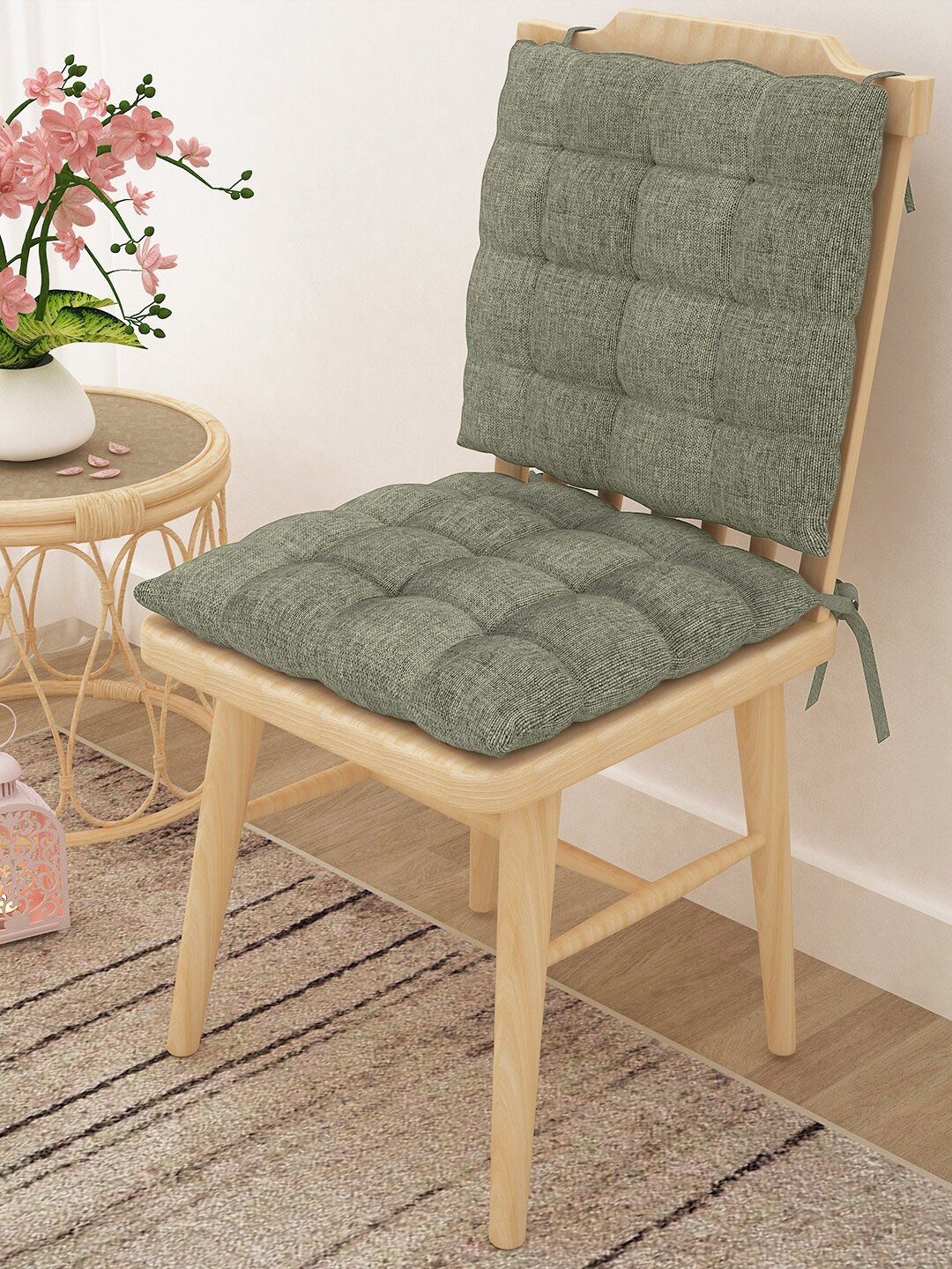 Story@home Set Of 2 Green Solid Chair Pads Price in India