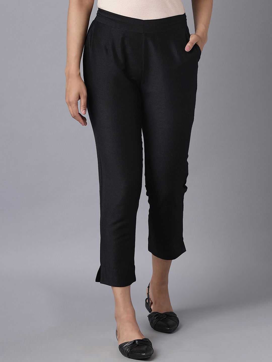 elleven Women Black Trousers Price in India