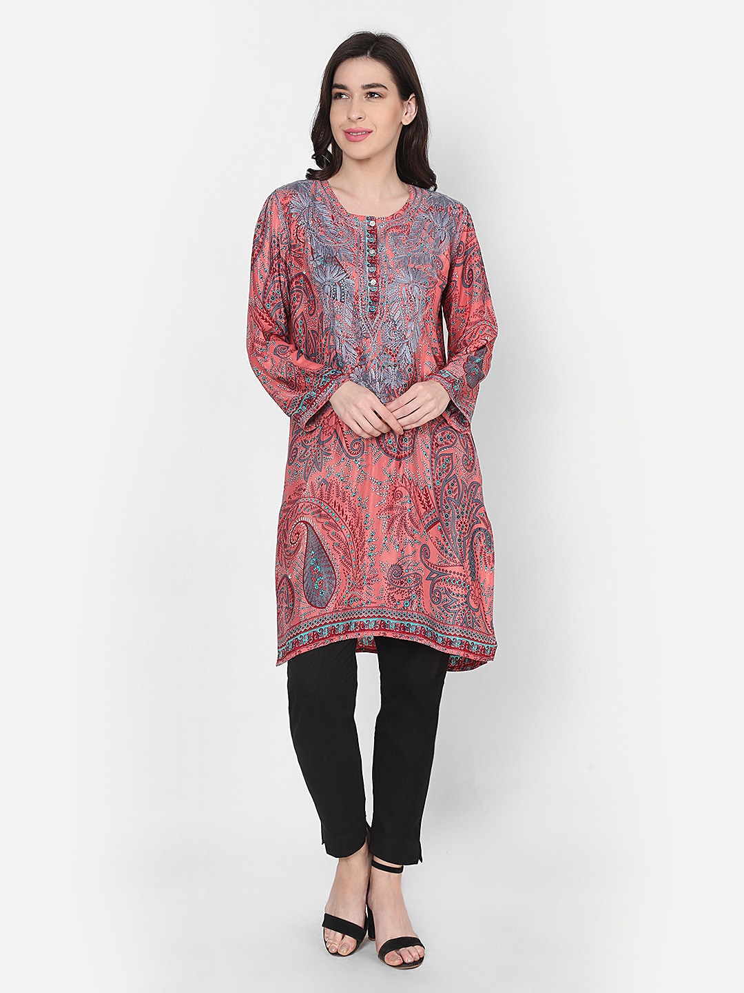 HOUSE OF KARI Maroon & Blue Embroidered Tunic Price in India