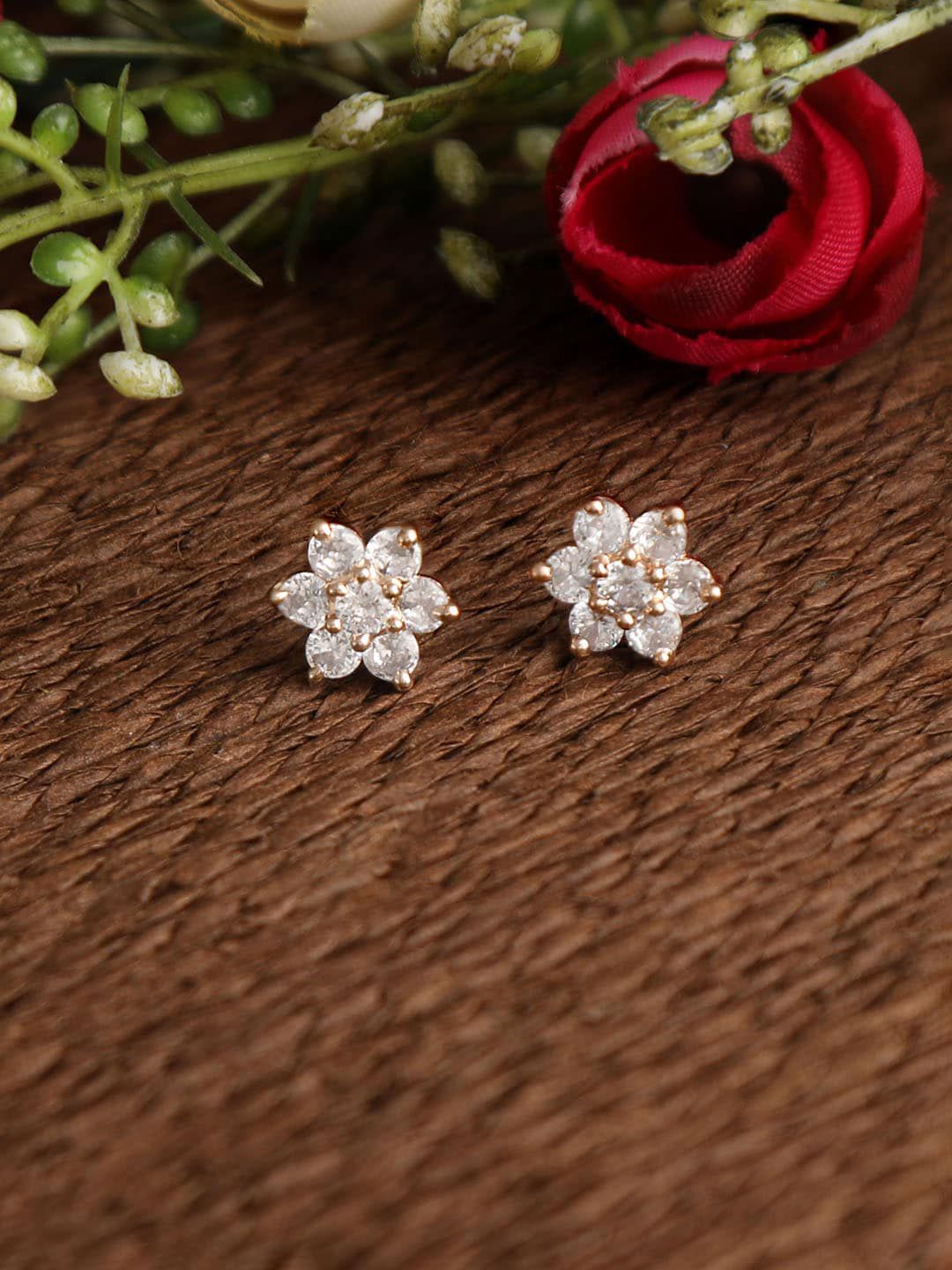 ZINU Rose Gold Contemporary Studs Earrings Price in India