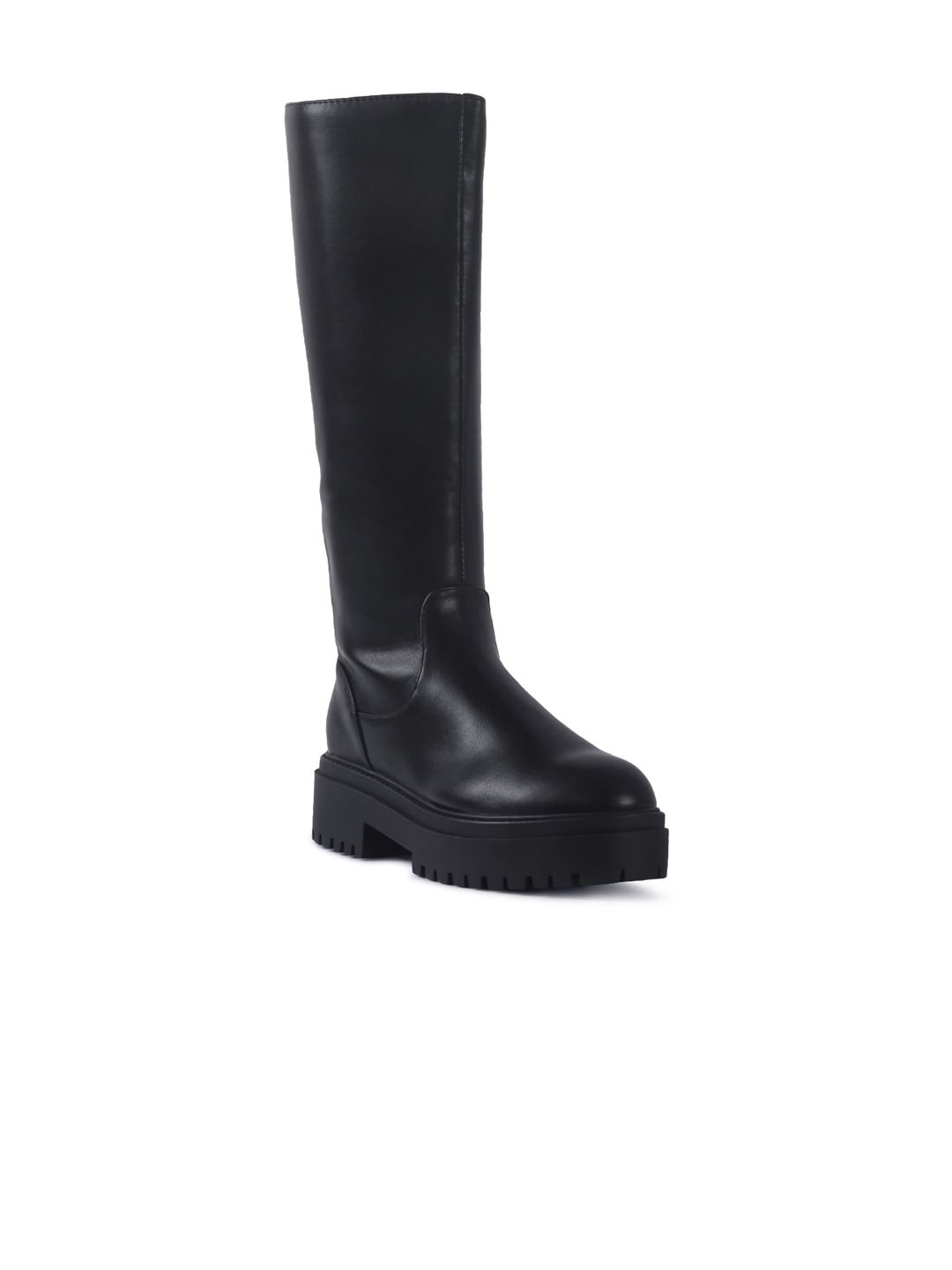 London Rag Black High-Top Block Heeled Boots Price in India