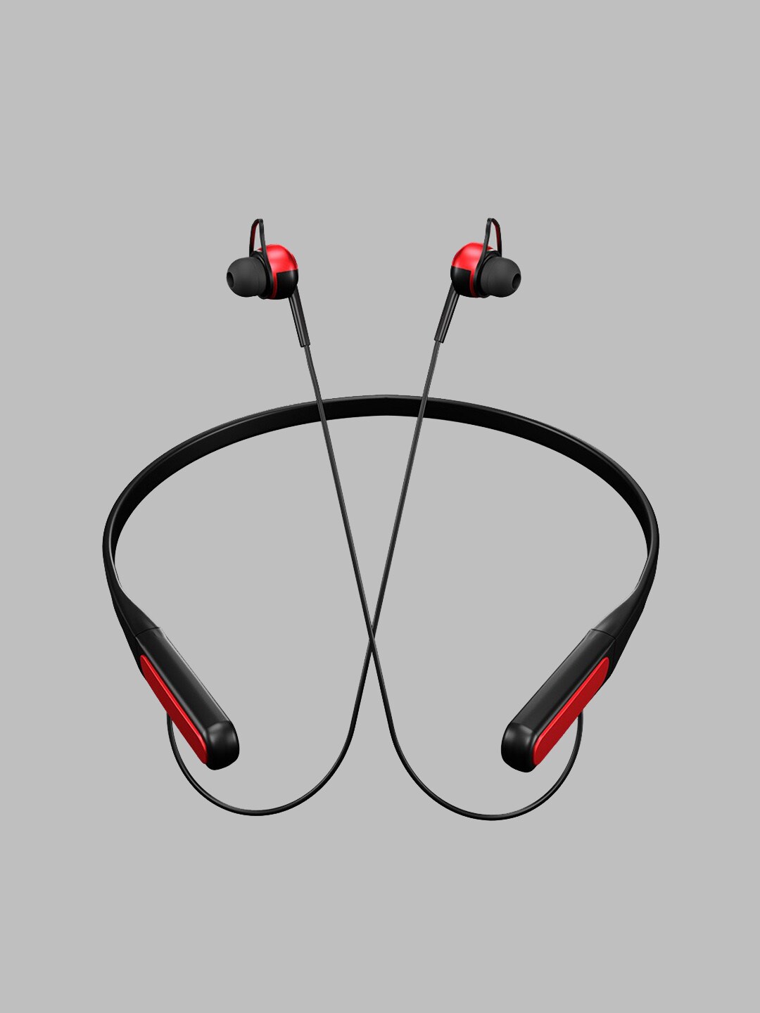 SWISS MILITARY Black & Red Solid Wireless Neckband Earphones Price in India