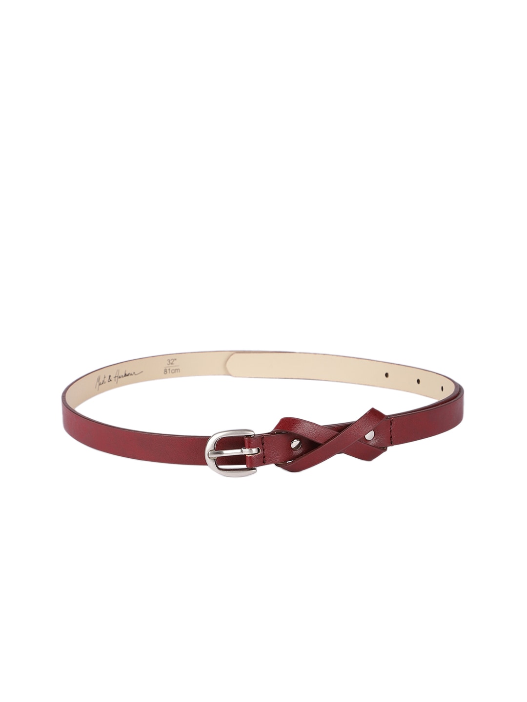 Mast & Harbour Women Burgundy Synthetic Belt Price in India