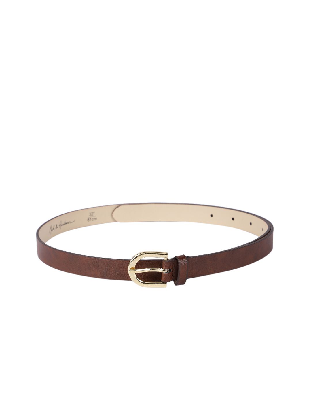 Mast & Harbour Women Tan Brown Textured Belt Price in India