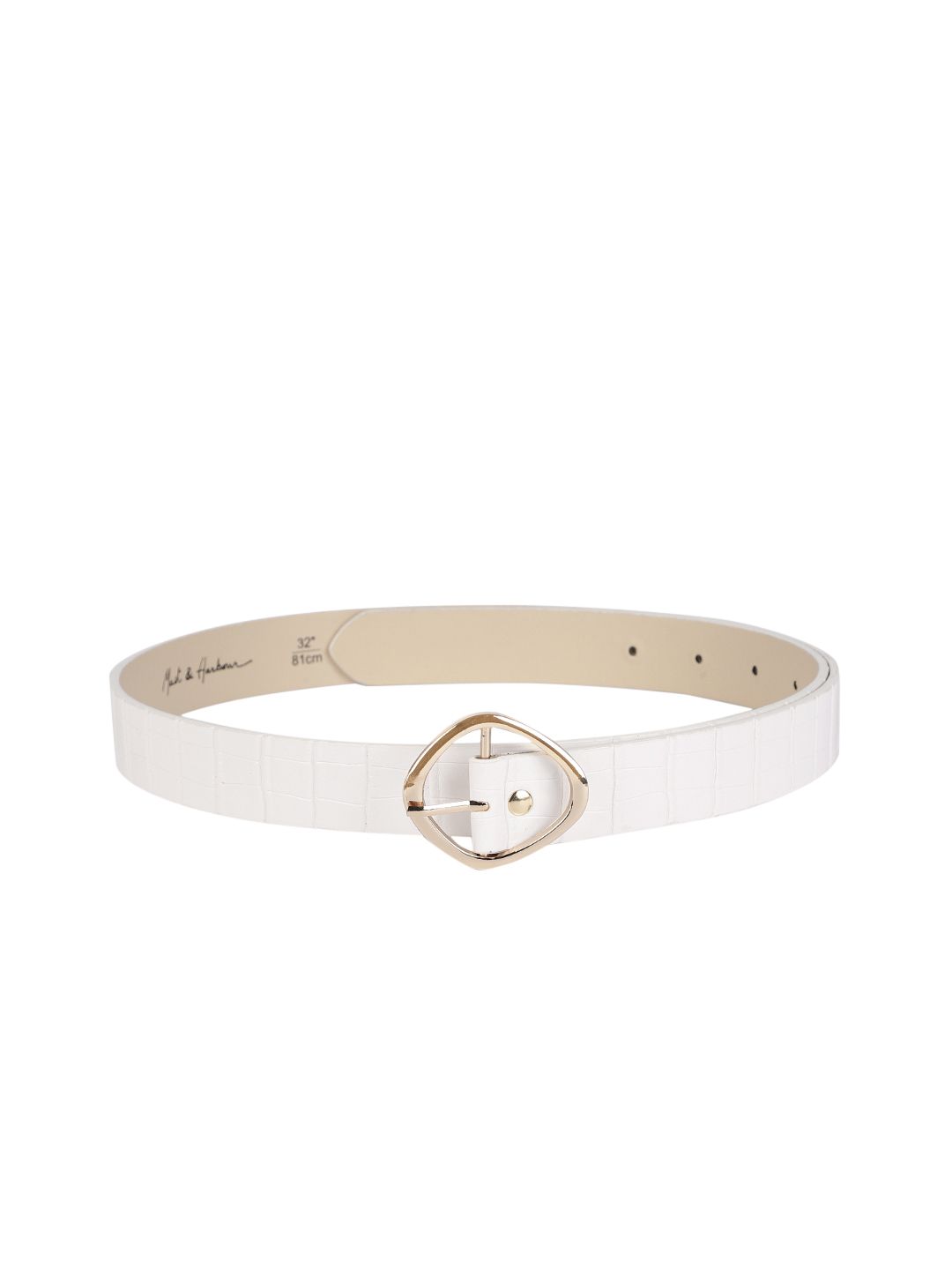 Mast & Harbour Women White Synthetic Belt Price in India