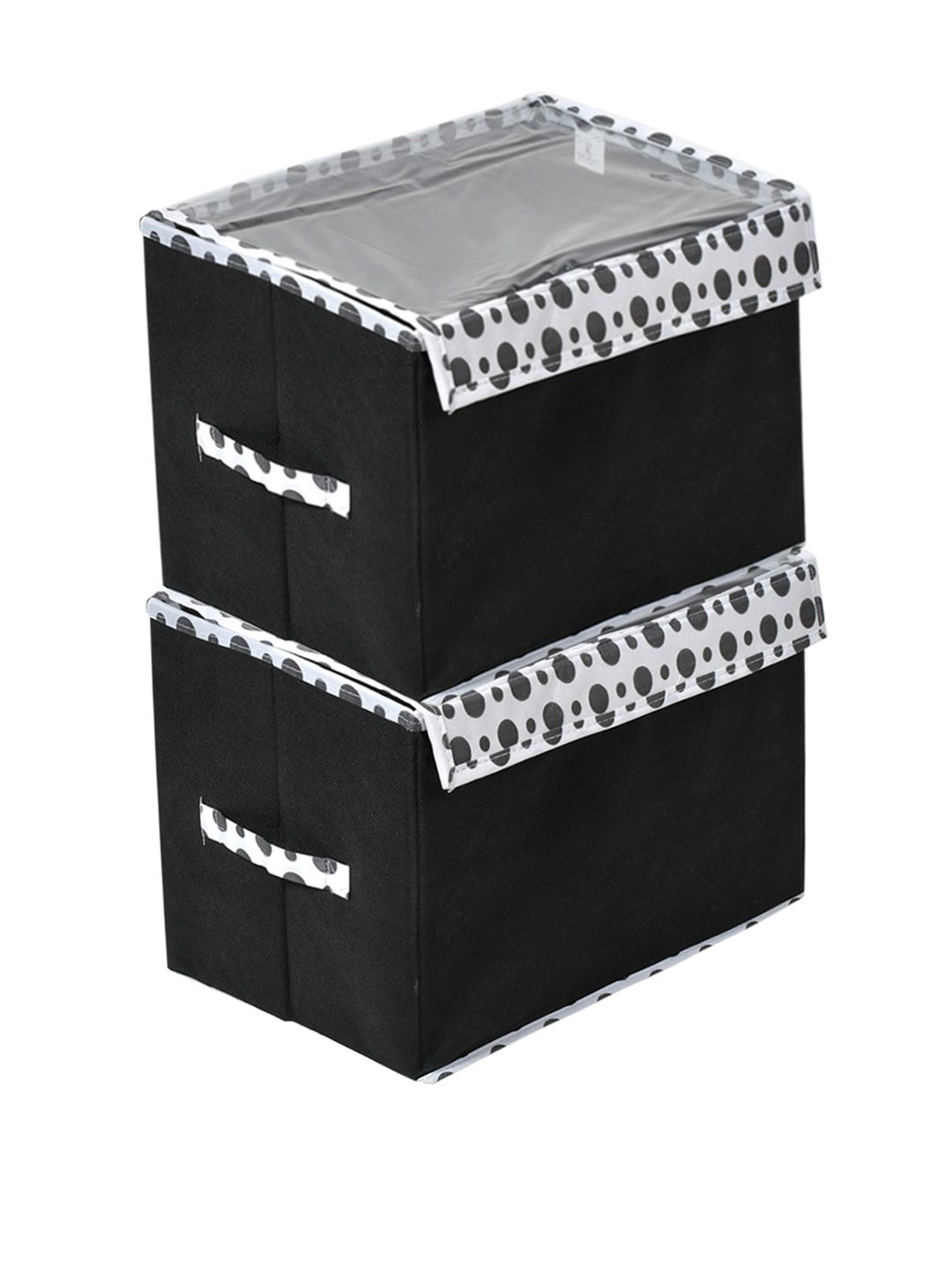 Kuber Industries Set Of 2 Black & White Printed Storage Boxes With Lid Price in India