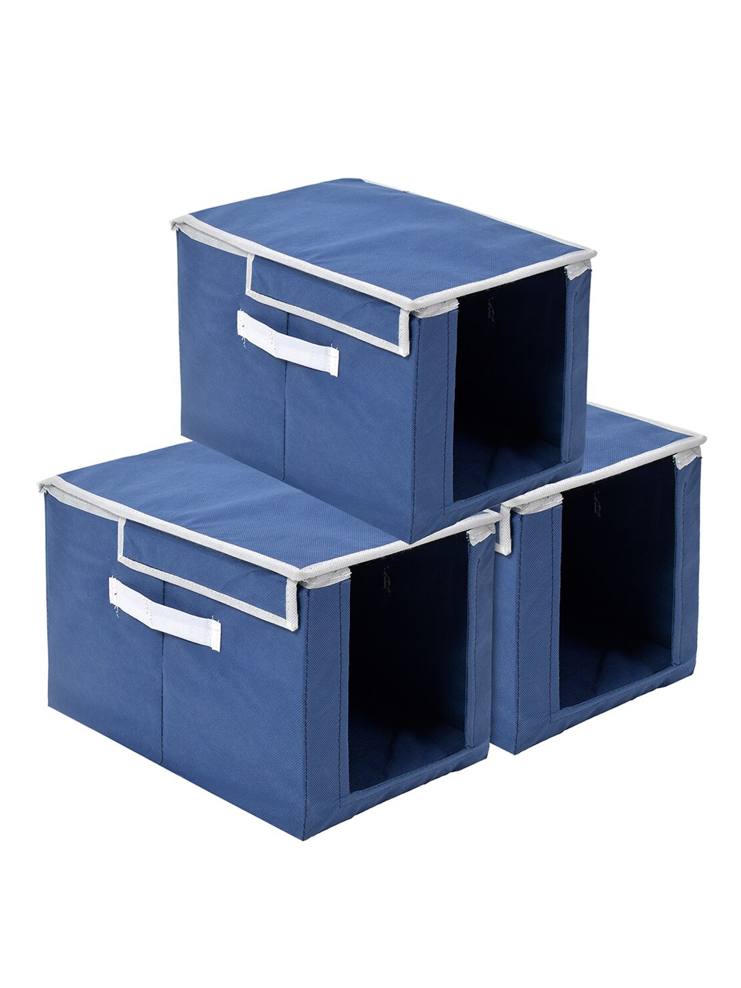 Kuber Industries Set of 3 Cloth Stacker Wardrobe Organizer With Carrying Handle & Lid Price in India
