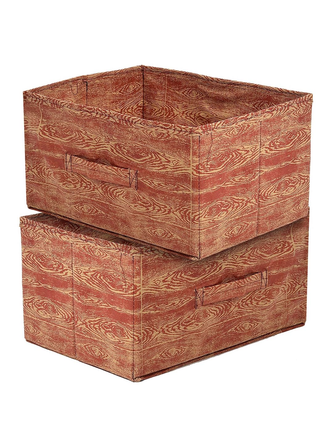 Kuber Industries Set Of 2 Brown Printed Foldable Storage Boxes Price in India