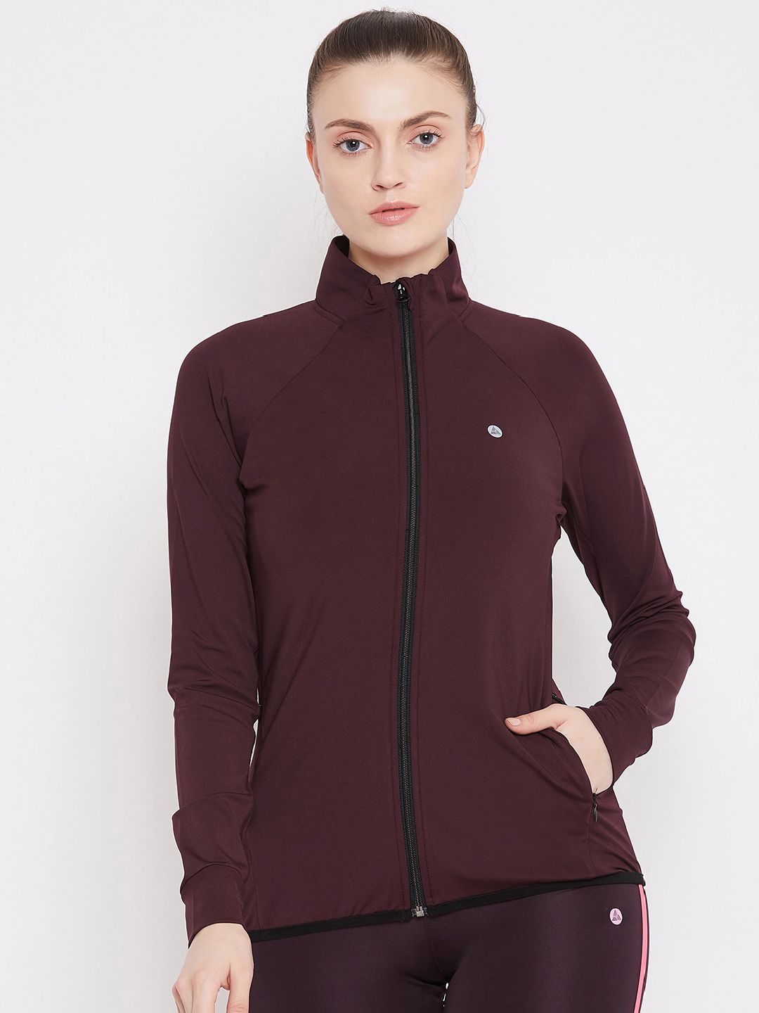 ATHLISIS Women Maroon Lightweight e-Dry Technology Training or Gym Sporty Jacket Price in India