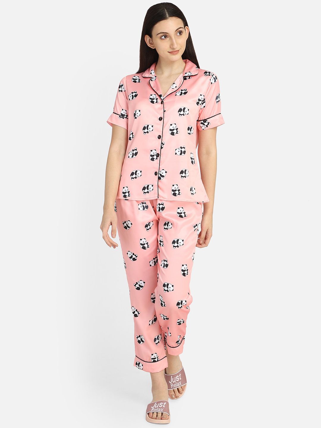 Smarty Pants Women Pink & White Printed Night suit Price in India