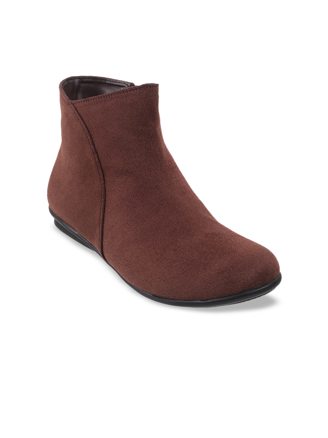Mochi Women Brown Suede Flat Boots Price in India