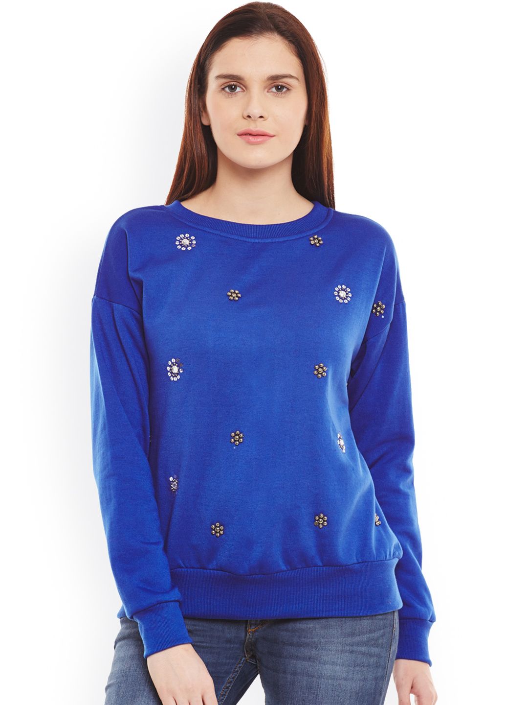 Belle Fille Blue Embellished Sweatshirt Price in India