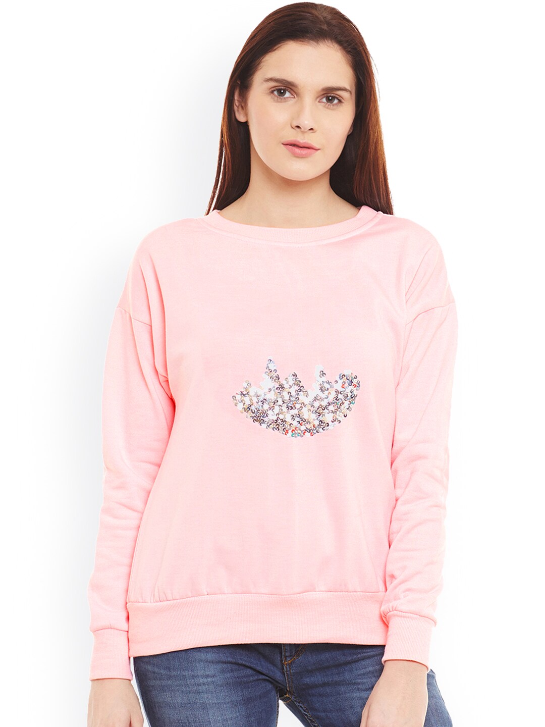 Belle Fille Pink Sweatshirt with Sequinned Detail Price in India