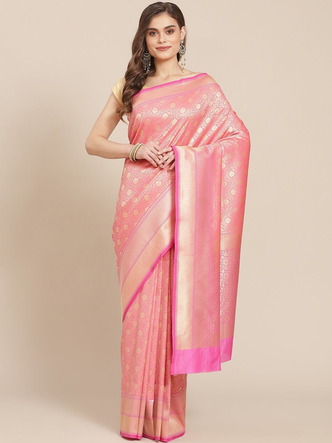 Meena Bazaar Women Pink Woven Design Price in India
