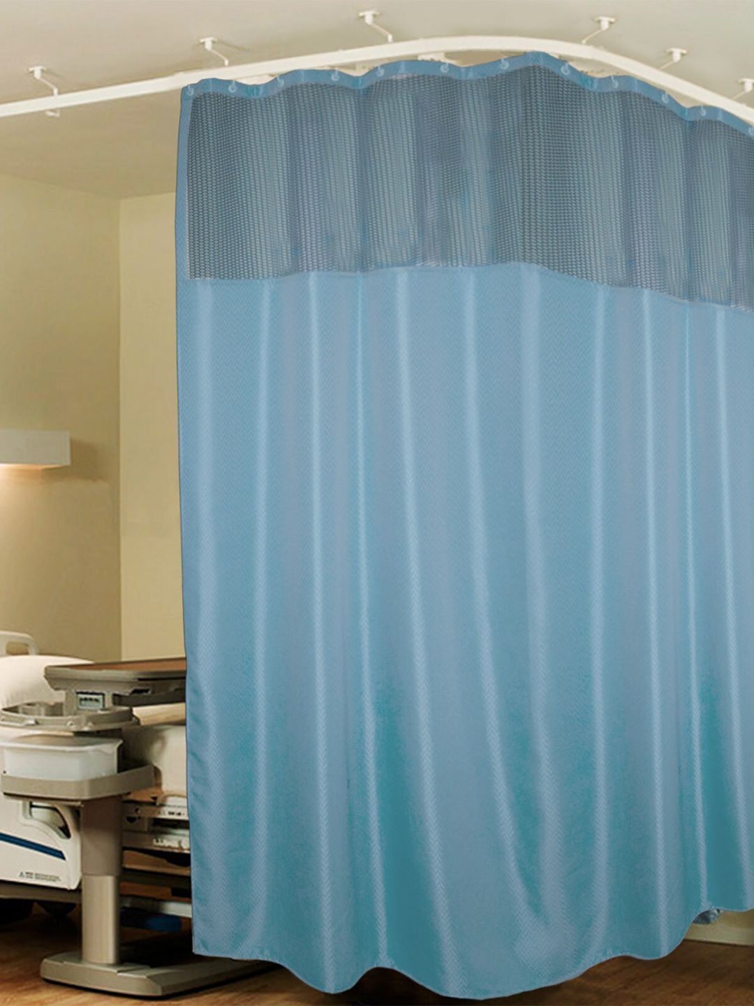 Lushomes Blue Geometric Hospital Bed Partition Curtain Price in India