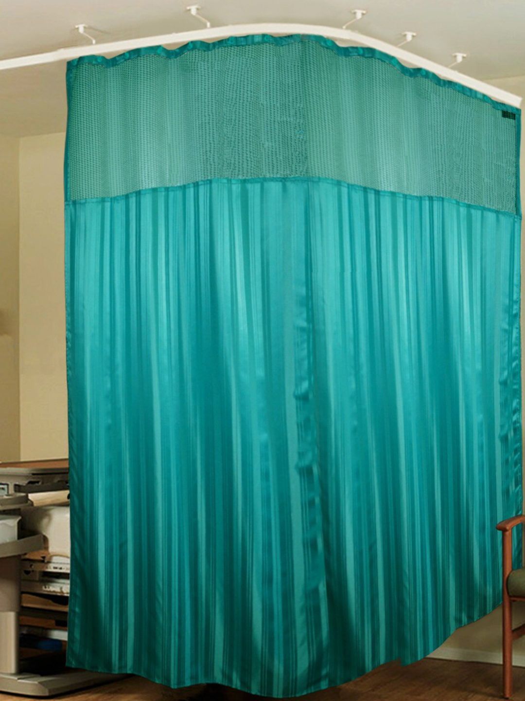 Lushomes Blue Striped ICU 3 Panels Partition Hospital Curtain Price in India