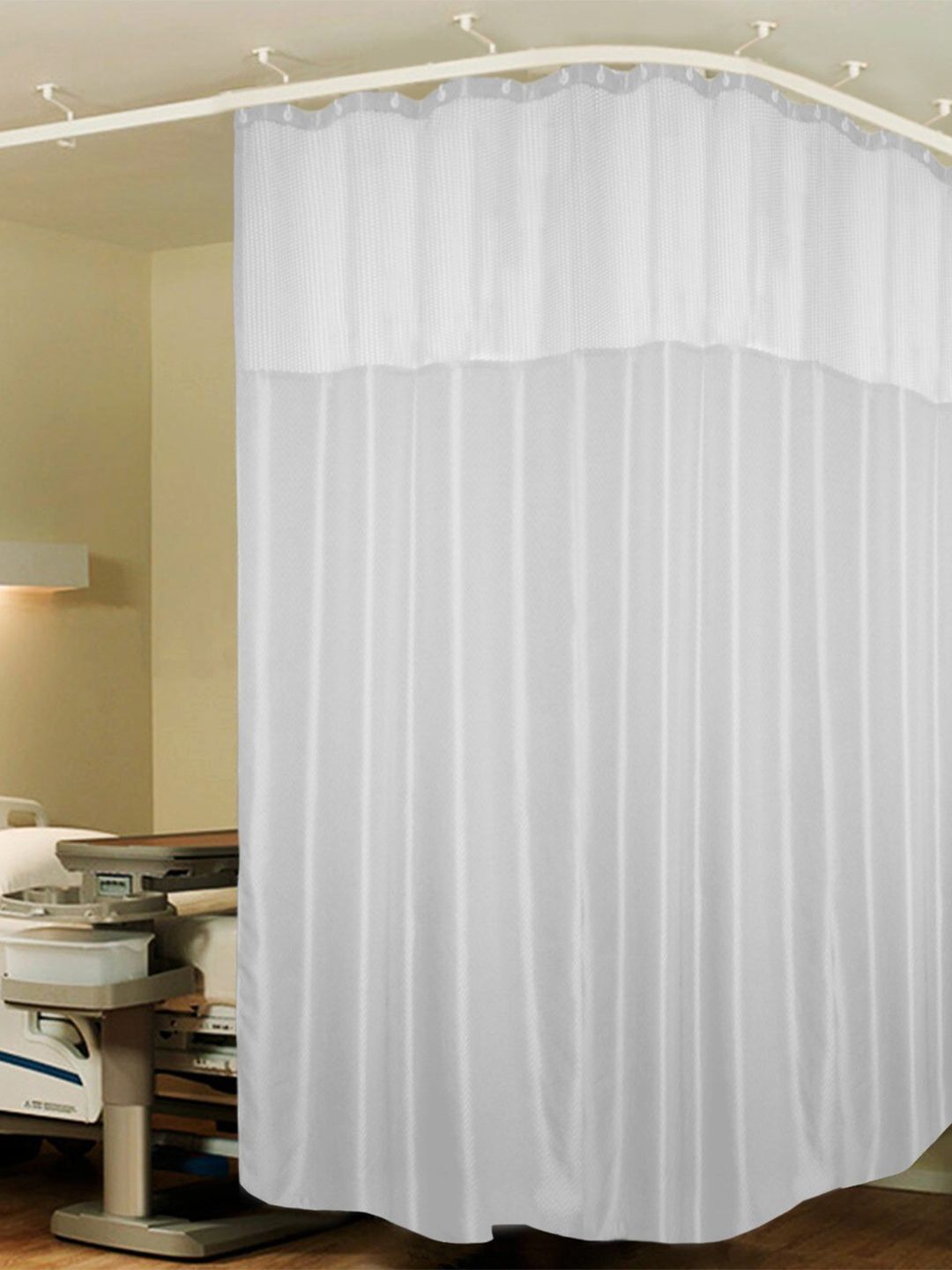 Lushomes White Zig Zag ICU 3 Panel Bed Partition Hospital Curtain Price in India