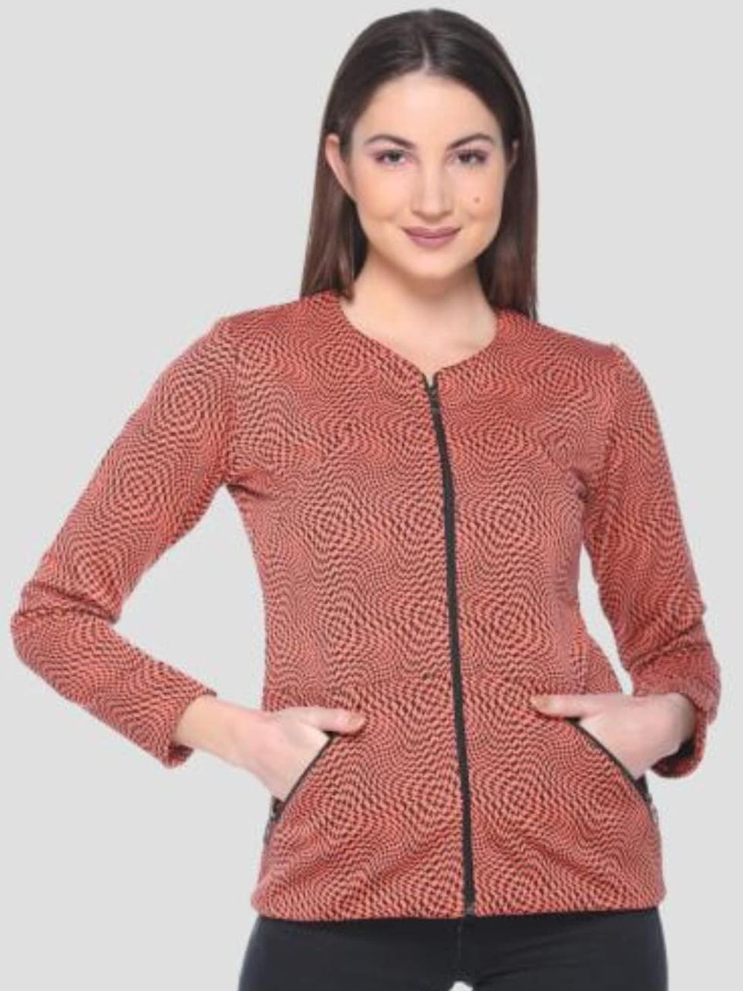 armure Women Orange Geometric Woollen Tailored Jacket Price in India