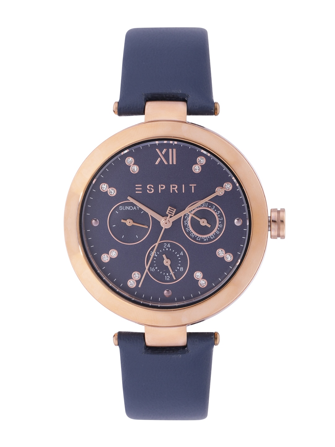 ESPRIT Women Navy Blue Dial & Leather Straps Analogue Watch ES1L213L0035 Price in India
