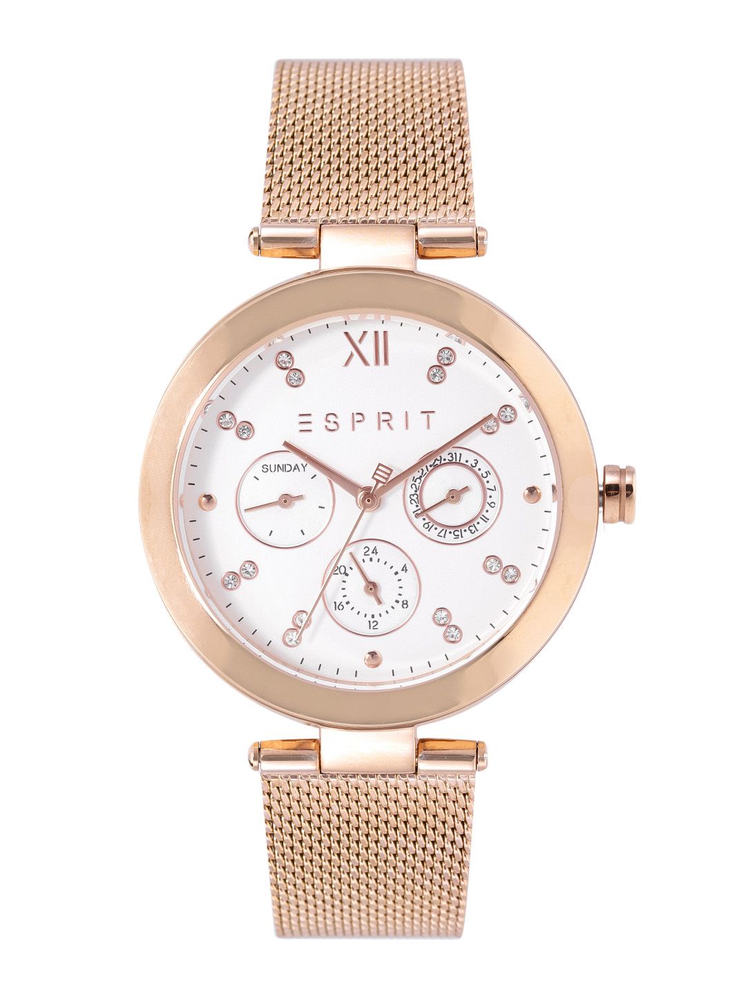 ESPRIT Women White Dial & Rose Gold Toned Bracelet Straps Analogue Watch ES1L213M0075 Price in India