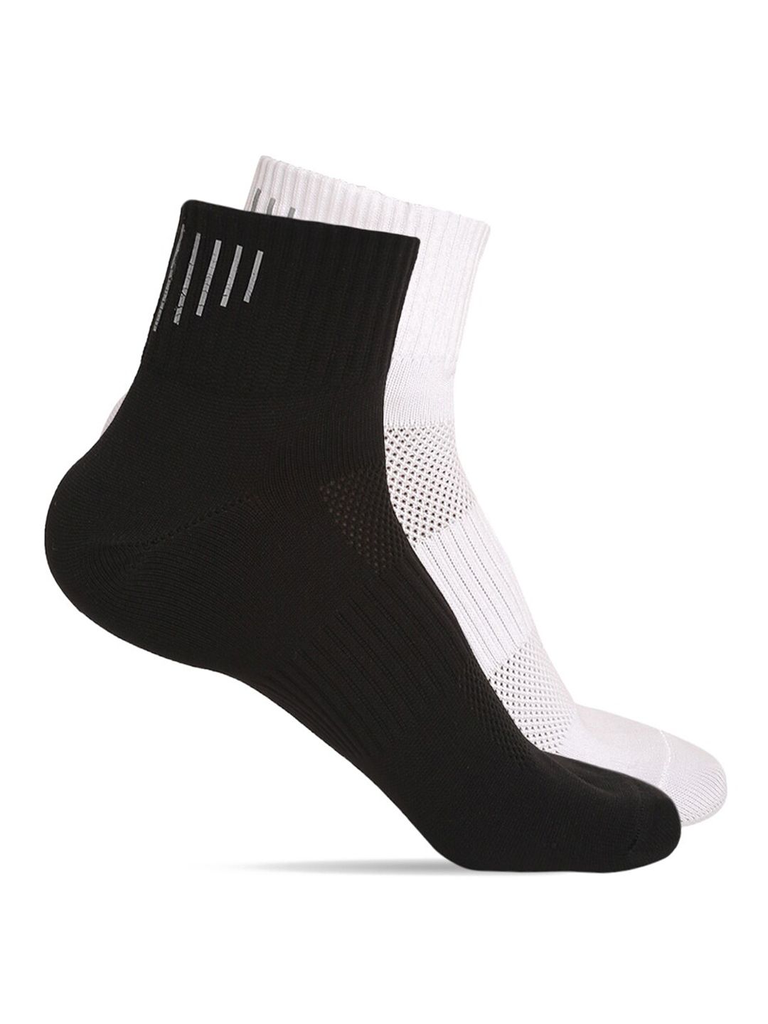 LOUIS STITCH Men Pack Of 2 White & Black Solid Above Ankle Length Socks