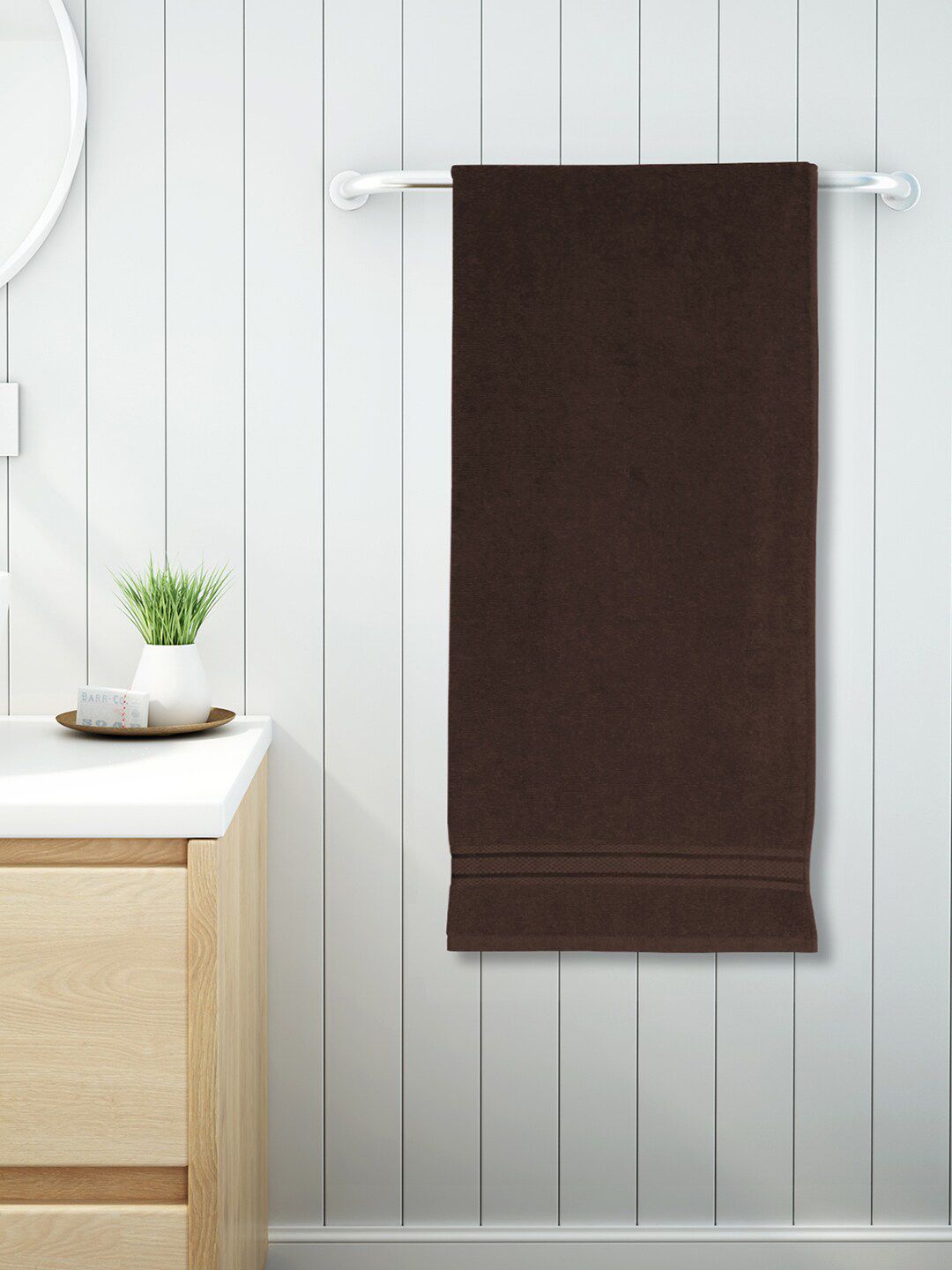 CORE Designed by SPACES Brown Solid 400 GSM Pure Cotton Bath Towel Price in India