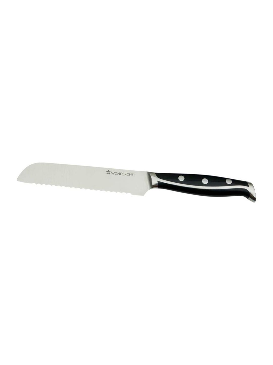 Wonderchef Silver & Black Solid Stainless Steel Bread Knife Price in India
