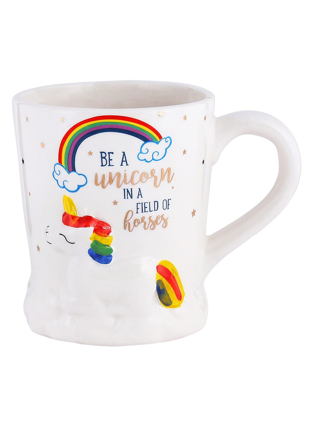 BonZeaL White & Yellow Text or Slogans Printed Ceramic Glossy Mugs Price in India