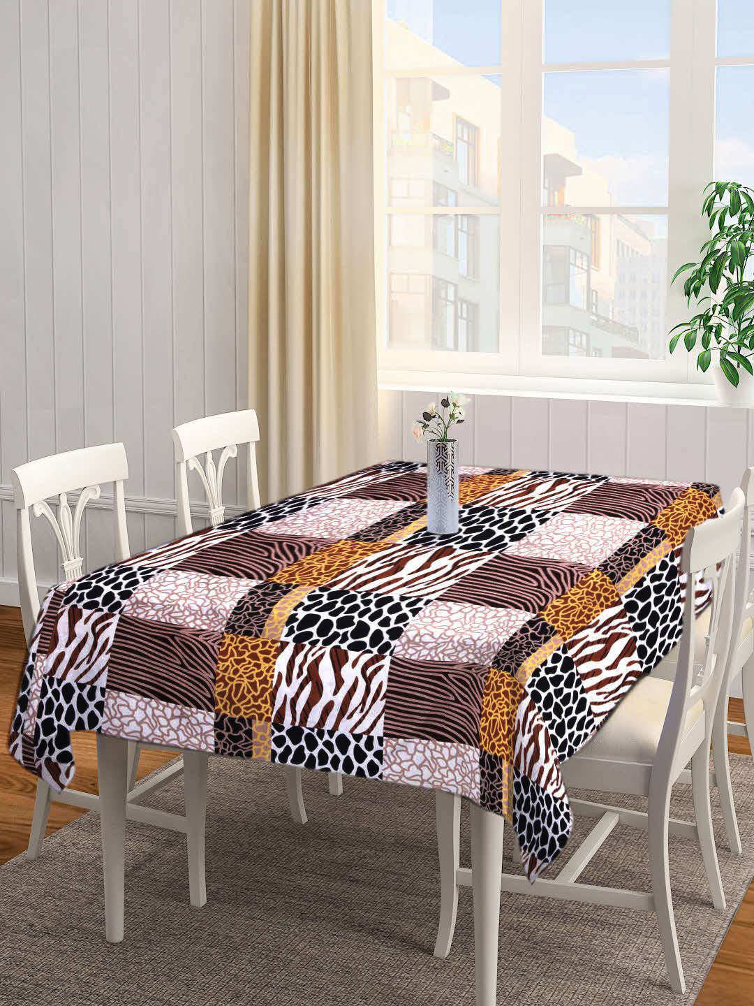 Arrabi Multicoloured Abstract Cotton Blend 6 Seater Table Cover Price in India