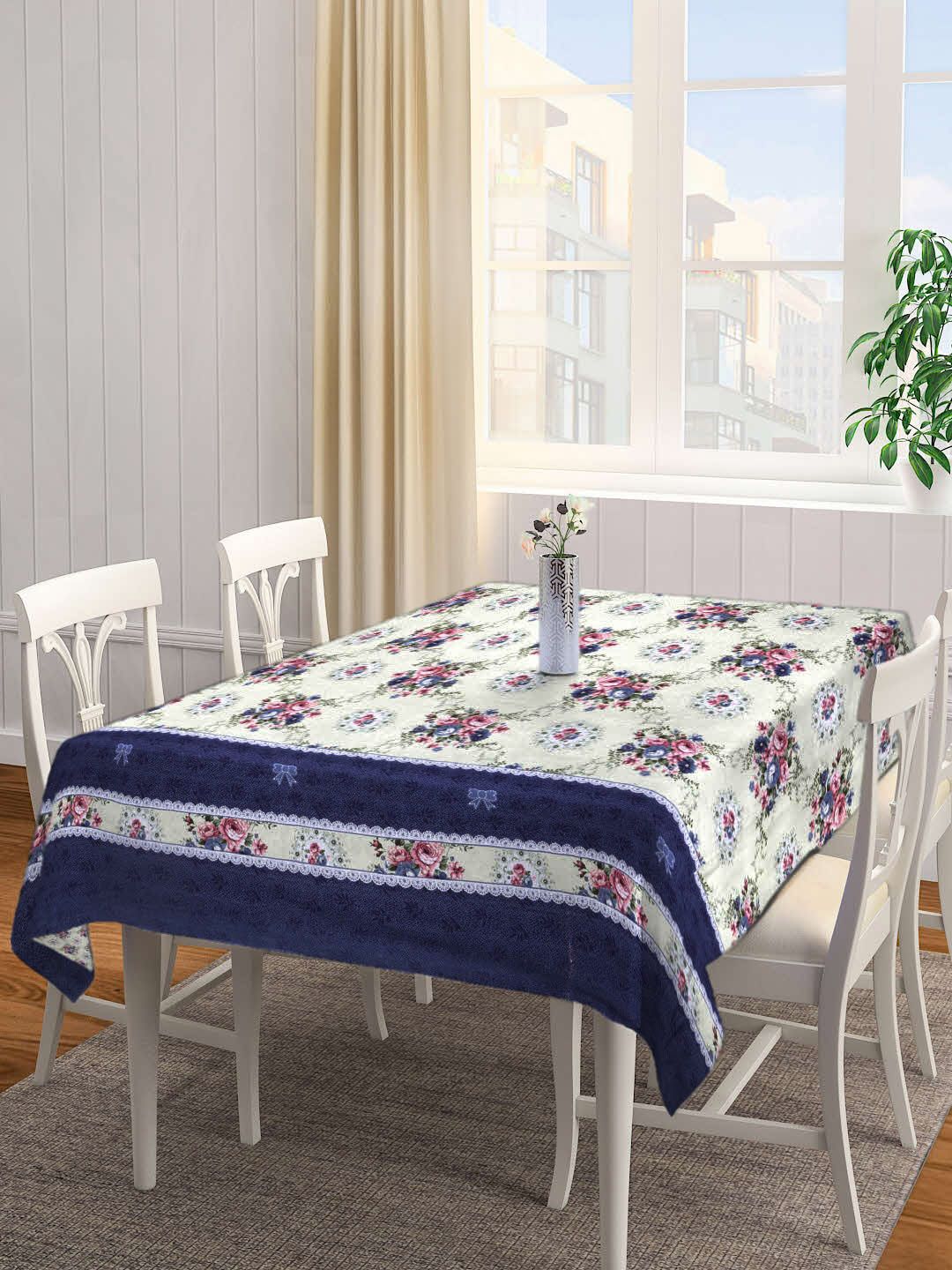 Arrabi Multi Floral Cotton Blend 6 Seater Table Cover Price in India