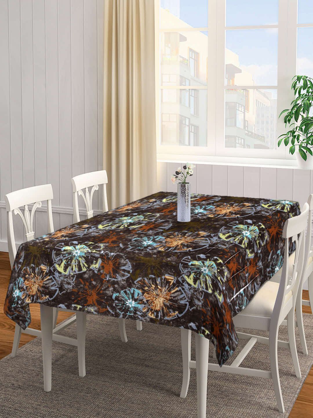 Arrabi Multi Abstract TC Cotton Blend 6 Seater Table Cover Price in India